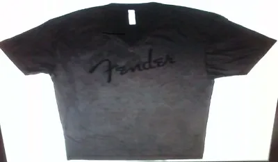 Buy FENDER Logo Black T-Shirt XL Mens V-neck New POST FREE • 11.98£