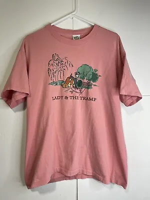 Buy 🍝 Vintage Disney Store Embroidered Lady & The Tramp T-Shirt Single Stitch Large • 37.79£