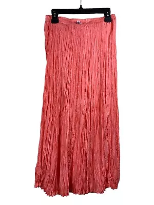Buy Bedford Fair Vtg Womens 100% Silk Maxi Skirt Pink Sz L Long Flowy Boho Scrunchy • 47.35£
