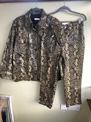 Buy Topshop Snake Print Faux Leather Co-Ord Size 10 Medium Shirt Jacket Trouser Set • 29.99£