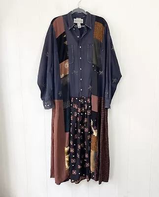 Buy Raglan Upcycled Funky Art-to-wear Patchwork Hippie Boho Dress Lagenlook 26” PTP • 120.46£
