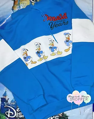 Buy 2024 Disney Parks Donald Duck 90th Anniversary Thru The Years Pullover Hoodie M • 94.45£