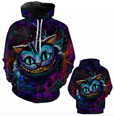 Buy Alice In Wonderland 3D Printed Cheshire Cat Hoodies Jacket Casual Top Longsleeve • 29.99£