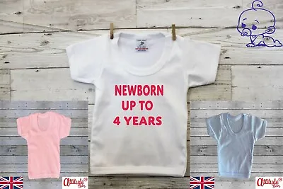 Buy Plain Baby T Shirts-Toddler T Shirts-White-Pink-Light Blue-Newborn-4 Yrs • 4£