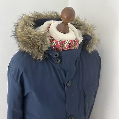Buy Parka Blue Hooded Jacket Coat 25”P2P Large By Penguin Mod Retro Quality • 29.99£