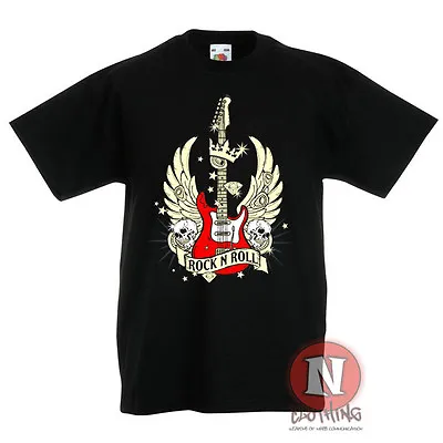 Buy Rock N Roll Guitar Band Musician Festival Childrens Kids T-shirt 3-13 Years • 9.99£