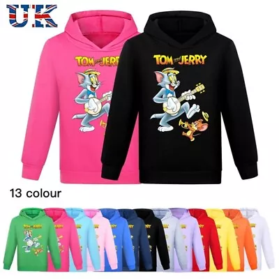 Buy Kids Tom And Jerry Print Hoodie Pullover Sweatshirt Boys Girls Casual Hooded Top • 11.99£