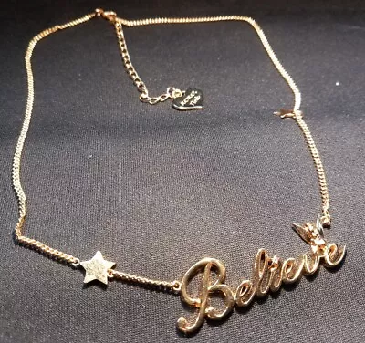 Buy DISNEY Tinkerbell BELIEVE Pendant 14kt Gold Plated Necklace. 16  Jewellery • 14.99£