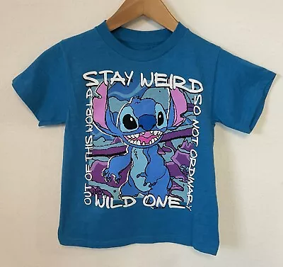 Buy Disney Stay Weird Wild One Boy’s Short Sleeve T Shirt, Turquoise XS (Sz 4) • 11.02£