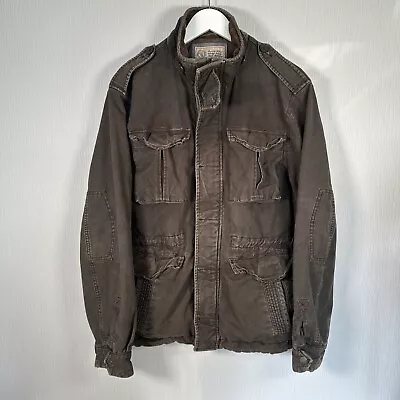 Buy Fat Face Jacket Brown Denim Coat Field Poacher Military Check Lined Men's M • 39.99£