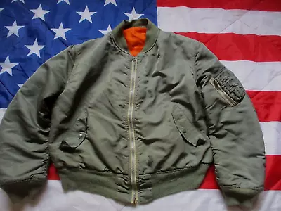 Buy GENUINE USAF US AIR FORCE Issue ALPHA INDUSTRIES MA1 Bomber Pilot JACKET L - XL • 64.99£
