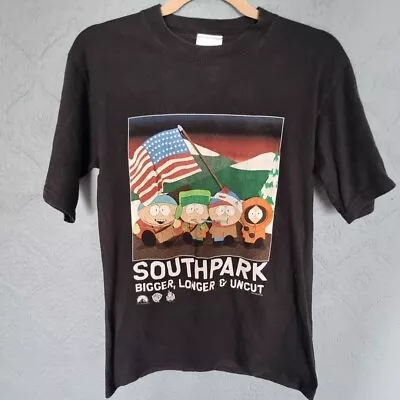 Buy South Park 1999 Movie T Shirt S Bigger Longer Uncut Black Vintage Comedy Central • 24.99£