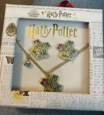 Buy Harry Potter Hogwarts Earrings And Necklace Set - Rrp £15 • 5.99£