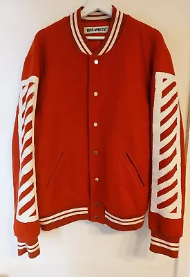Buy Off White Varsity Baseball Jacket Xl Red Diagonal Virgil Abloh • 150£