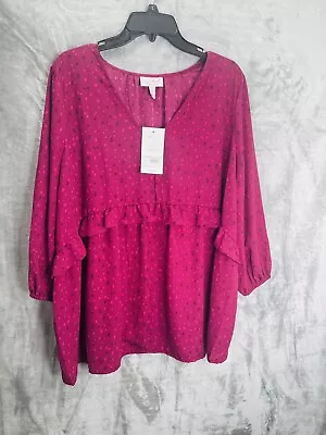 Buy New Isabel Maternity By Ingrid 3/4 Sleeve Ruffle Waist Woven Top Size XXL • 1.58£