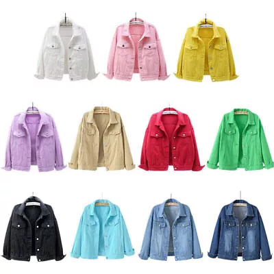 Buy Womens Ladies Stretch Denim Jacket Soft Cotton Loose Plus Zise Stonewash Coat UK • 27.98£