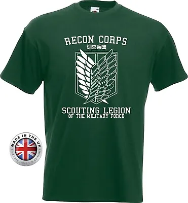 Buy Attack On Titan Scout Recon Green Black Printed T-Shirt.Unisex Or Women's Fitted • 14.99£