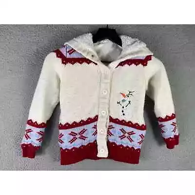 Buy Christmas Disney Sweater Olaf Frozen Girls Size Small Holiday Knit Fleece White • 12.54£