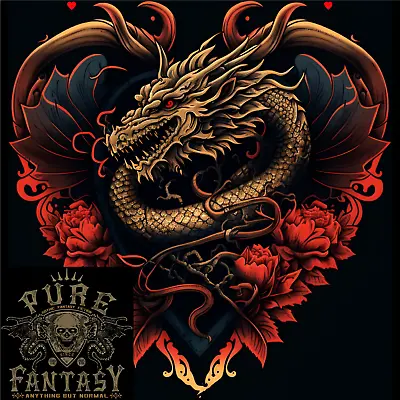 Buy Dragon Heart Fantasy Art Mens Cotton T-Shirt Tee Top • 10.75£