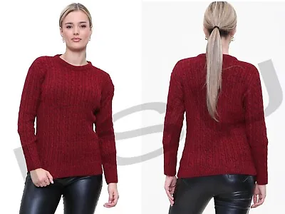 Buy Women Cable Knitted Jumper Long Sleeve Ladies Cable Winter Warm Sweater Top • 13.89£