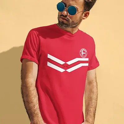 Buy DENMARK Retro Strip Football T-Shirt Mens 2022  World Cup Danish Kit Gift • 8.99£