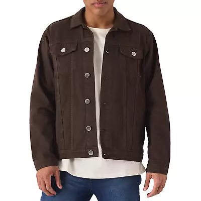 Buy New Mens Denim Jean Jacket Classic Western Style Trucker Jacket Brown Coat • 29.99£