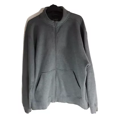 Buy L.L.Bean Men Quality Grey Fleece Lined Zip High Neck Warm Knit Jacket Size XL • 9.99£