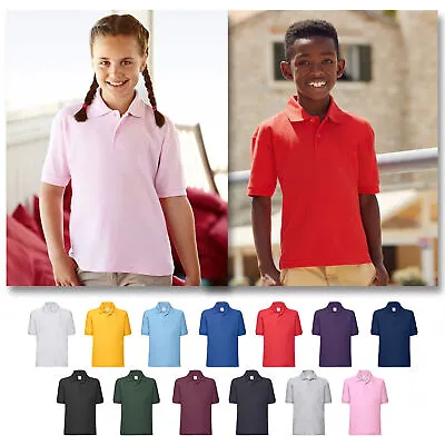Buy Kids POLO T Shirt Boys Girls School Uniform Plain Kids Tee Top Sports PE FOTL • 6.49£