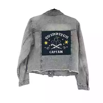 Buy Harry Potter Quidditch Captain Denim Jacket Acid Wash Distressed Junior M 7/9 • 23.67£