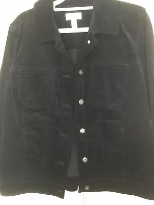 Buy Denim & Co. Velveteen Button Front Denim Style Jacket, Black, NWOT, Sz UK M • 15£