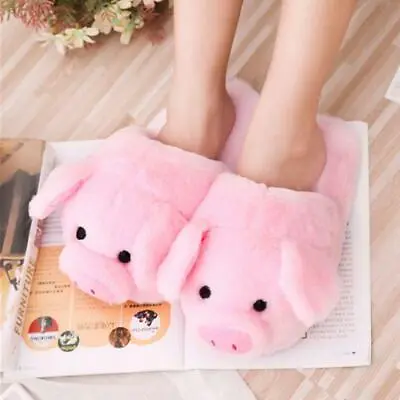 Buy Women Winter Cute Pink Pig Animal Cartoon Plush Slippers Non-Slip Furry Shoes W • 12.85£