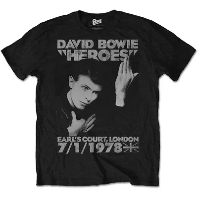 Buy David Bowie T-Shirt Heroes Earl Court Official New Black • 14.95£