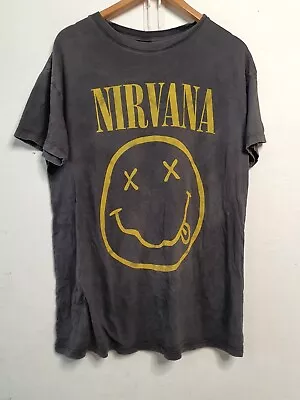 Buy Nirvava Shirt Mens Size Small Black Faded Smiley Face Band Music Nevermind • 17.48£