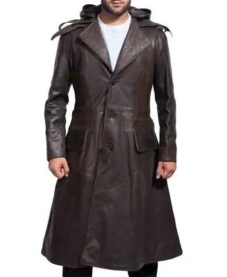 Buy Mens Assassin's Creed Syndicate Jacob Frye Leather Hoodie Trench Long Coat • 167.99£