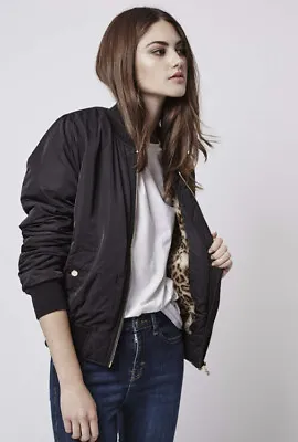 Buy Ladies Black Bomber Jacket Size 8 Topshop • 14£