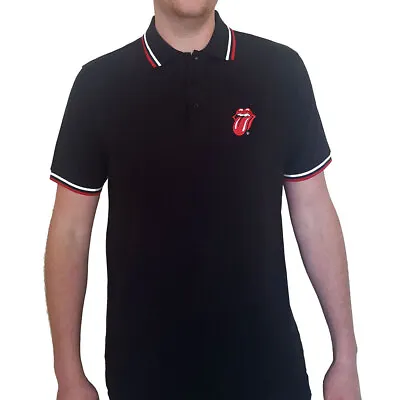 Buy Official The Rolling Stones Classic Tongue Mens Black Polo Shirt Rolling Stones  • 16.95£
