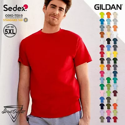 Buy Heavy Cotton Mens T-Shirt Soft Short Sleeve Neck Top Gildan Ultra Sports Gym Tee • 6.95£