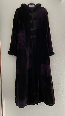 Buy Nomads Jacket Coat Long Sz XL Purple Velvet Pattern Cape Hood Boho Hippy Gothic • 54£
