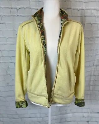 Buy Women's KAVU Yellow Floral Full Zip Fleece Sherpa Jacket Size XS Outdoors • 16.58£