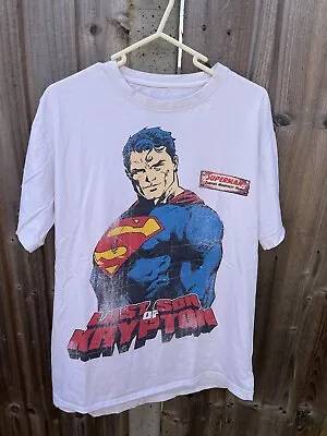 Buy Vintage SUPERMAN DC Comics Print White Short Sleeve T Shirt Size Men's XL • 14.08£