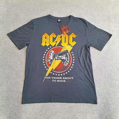 Buy Official ACDC T-Shirt Mens Size XL Grey For Those About To Rock Band Tee - BNWT • 15.67£