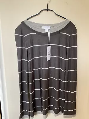 Buy The White Company Double Layered Top In Grey Stripe Size 8 New  • 22£