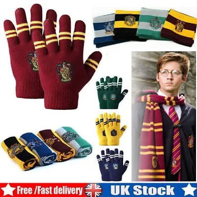 Buy Harry Potter Scarf & Gloves Gryffindor Slytherin Ravenclaw Hufflepuff Gift Xmas • 10.89£