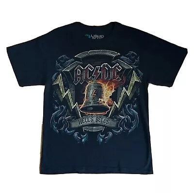 Buy AC/DC HELLS BELLS Liquid Blue T Shirt Black UK Size Medium • 6.99£