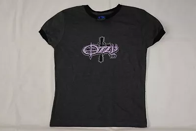 Buy Ozzy Osbourne Cross Logo Dark Grey Ringer Ladies Skinny T Shirt New Official • 12.99£