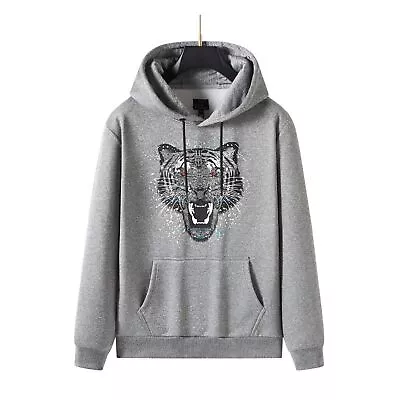 Buy Men's Pullover Tiger Hoodie With Premium Texture Long Sleeve Design Sweatshirt • 20.99£
