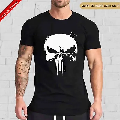 Buy The Punisher Skull T Shirt Gym Clothing Bodybuilding Training MMA UFC Men Top • 8.99£