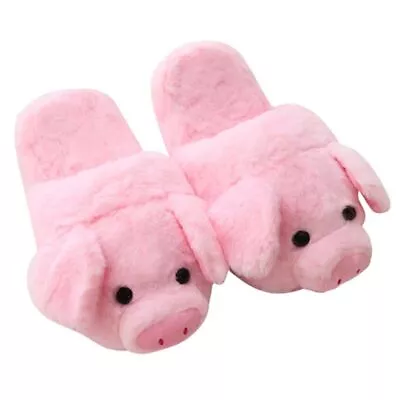 Buy Women Winter Cute Pink Pig Cartoon Plush Slippers Non-Slip Furry Shoes • 11.02£