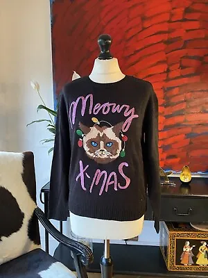 Buy Funky Christmas Jumper Women’s Size XS Cat Meowy X-mad • 24.99£