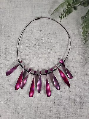 Buy Statement Necklace Purple Pink Metal Boho Festival Jewellery Magnetic Twist • 7.95£